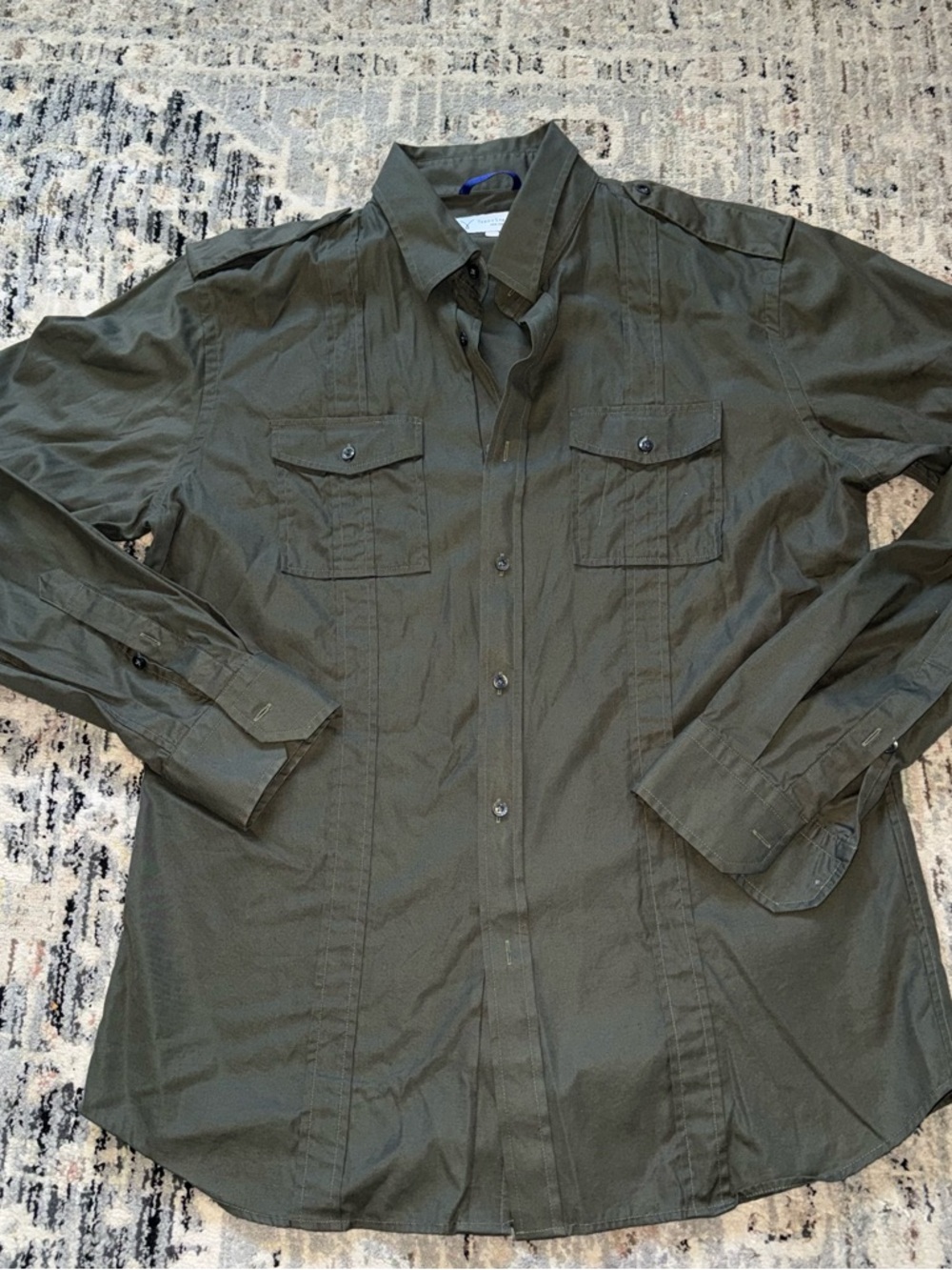 Teddy Stratford zip fit button up shirt Large